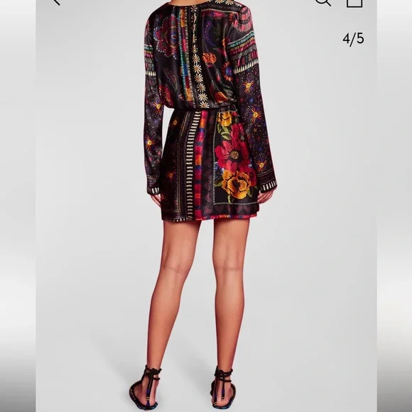 💥SOLD💥Farm Rio Black Mixed Scarves Mini Dress - Picture 5 of 6